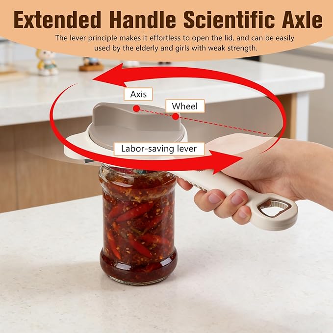 4 in 1 Multi-Purpose Jar Opener, Adjustable Stainless Steel Jar Opener, Adjustable Jar and Bottle Opener, Multi Size Lid Tool for Jars Cans Wine Bottles, Home Kitchen Helper (2pcs)