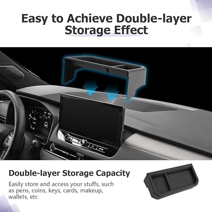 LUWU for 2025 Outlander Dashboard Storage Tray 2025 Mitsubishi Outlander Accessories 12.3-inch Behind Screen Organizer Center Console Display Box Dash Tray [NOT for 2025 Outlander PHEV&Sport]