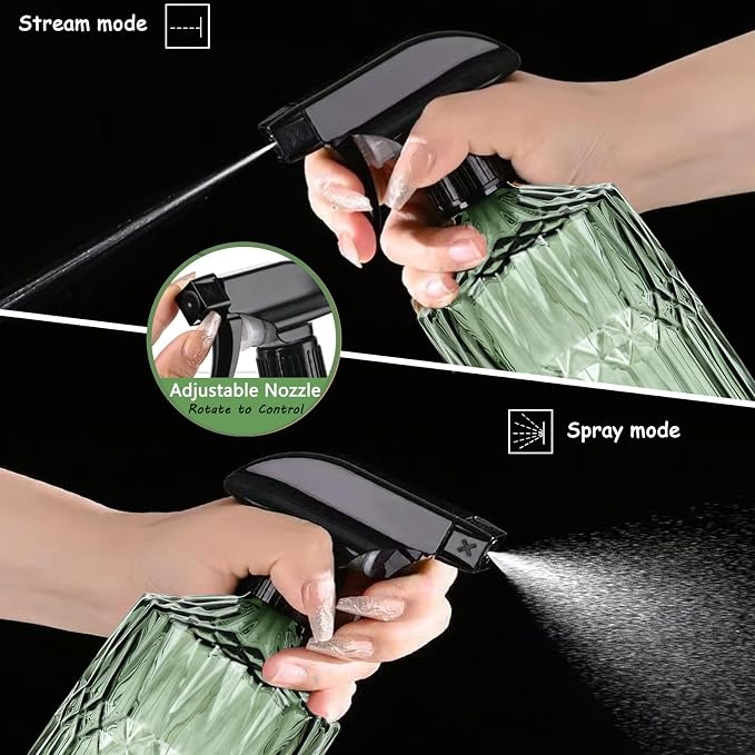 Glass Handheld Spray Bottle, 15oz Refillable Water Bottle Spray, Reusable Adjustable Nozzle Plant Mister Spray Bottles Indoor, Plant Mister for Hair, Cleaning, Gardening, Pets Care (Green)