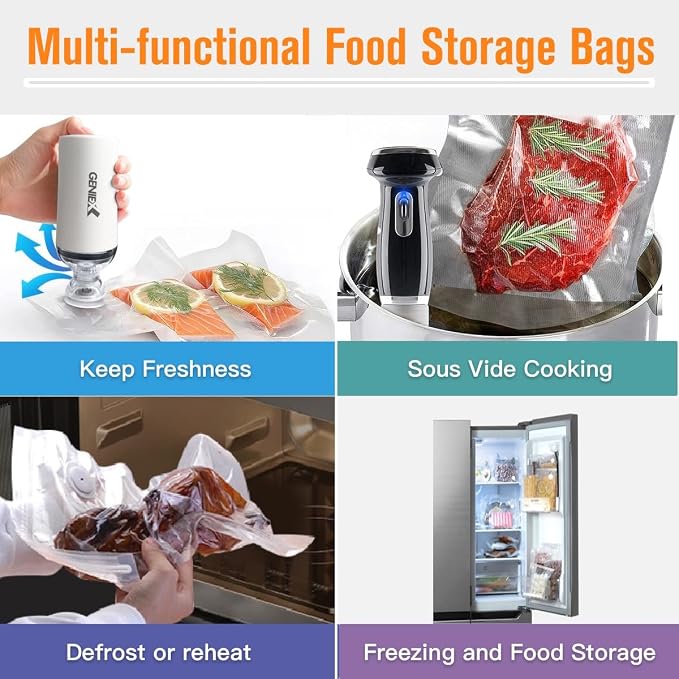 Vacuum Seal Bags for Food Storage | Keep food fresh up to 5x longer (21pcs - 3 sizes)