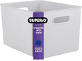 Superio Ribbed Collection - Decorative Plastic Basket Open Home Storage Bins Organizer, X-Large White Smoke (1 Pack) Container Boxes for Organizing Closet Storage Bins for Shelves 22 Liter/23 Quart
