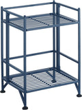 Convenience Concepts Xtra Storage Shelves - 2 Tier Folding Metal Organizer Shelf for Office, Closet, Laundry Room, Garage, Kitchen, Bathroom, & Bedroom, No Tools Assembly, Cobalt Blue