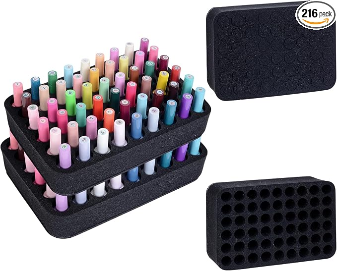2 Pack Nail Polish Organizer Holder Foam Pad with Slots for Storage 108 Bottles (15ml/0.5fl.oz) Nail Polish or Essential Oil Tray for Drawers Black