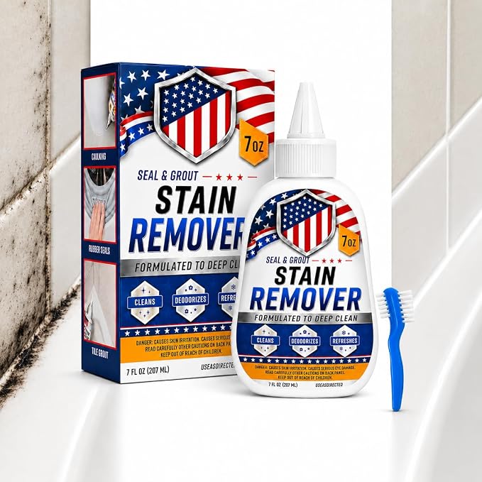 7 FL OZ Mold Stain Remover Gel, Help Remove Black Stain Buildup, Cleaning Gel for Tile Grout, Shower Caulk, Sink, Washing Machine Seals, Dishwasher & Refrigerator Gaskets, Household Cleaning Solution