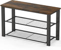 Simple Houseware Wood Top Shoe Storage Bench for Entryway, Rustic Brown