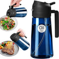YARRAMATE 16oz/470ml Light-Blocking Dark Oil Sprayer for Cooking, 2 in 1 Olive Oil Dispenser Bottle for Kitchen, Premium Blue Glass Oil Bottle, Food-Grade Oil Mister for Air Fryer, BBQ (Black)