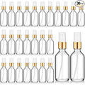 Roshtia 30 Pcs Glass Spray Bottle Clear Empty Bottles Small Refillable Reusable Perfume Bottle with Fine Mist Sprayer Pump for Face Body Travel(2 oz,Clear with Gold Lid)