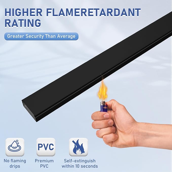 157" Cord Cover Raceway Kit, Large Cable Cover for Wall, Black | 157" wall cable cover kit hides TV and power cords with paintable raceways and customizable connectors