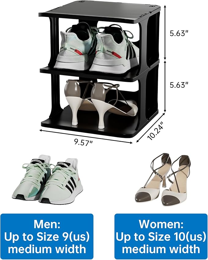 HAIXIN 7-Tier Narrow Vertical Shoe Rack, Skinny Shoe Tower for Closet | Space-Saving Storage, Stackable Modular Design, Easy Assembly, 7 Tiers or Two 4-Tier Shelves, Shoe Cubby for Small Shoe Size