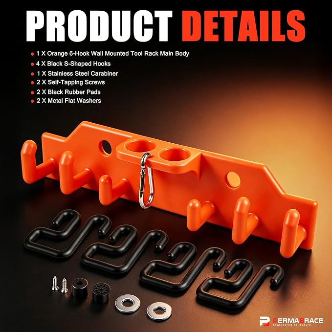 Lineman Bucket Truck Tool Board Hook Organizer,4 Mount Hooks (2×3" & 2×2") | For Aerial Basket Work,4 Multi-Size Mount Hooks (2×3" & 2×2"), Heavy Duty Weatherproof Polypropylene Tool Storage Rack