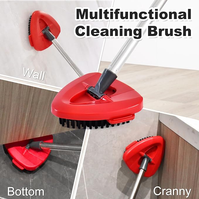 Mop Scrub Brush Head for O-Cedar EasyWring, Scrubber Mop Attachment 2-Pack | Upgraded full bristles, no hollow center. Fits 1-Tank spin mop system. Fits O-cedar mop replace head scrubber grout brush