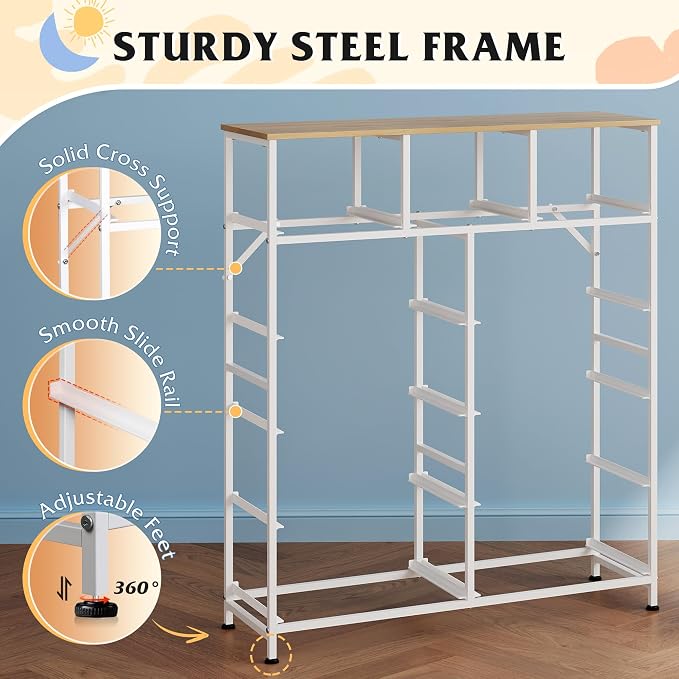 WLIVE Storage Organizer Unit with 11 Fabric Bins, Storage Drawers Organizer with Steel Frame, Tall Storage Tower Organizaton for Living Room, Hallway, Office, Cream White