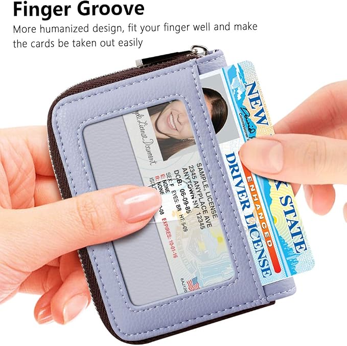 FurArt Zipper Wallet Women, RFID Blocking Credit Card Wallet, Business Card Holder, Compact Size KeyChain Wallet