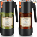 2-IN-1 Oil Sprayer for Cooking with 8 Stickers Light-Blocking Dark Glass Olive Oil Dispenser Bottle for Kitchen 500ml/16.9oz Oil Mister for Air Fryer, BBQ,Salad Even Spray with Portion Control-2PC