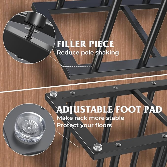 HzTinT Boot Rack, 19.5 Inches Boot Rack Organizer for Tall Boots, Stainless Steel Boot Storage Holder, Free Standing Boot Racks for 6 Pairs Entryway, Closet, Black