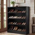 Homieasy Shoe Cabinet, 5-Tier Modern Wood Shoe Storage Organizer, Black | 3 Adjustable Shelves for Entryway, Multi-Purpose Display Shelf & Storage Cabinet for Living Room, Bedroom