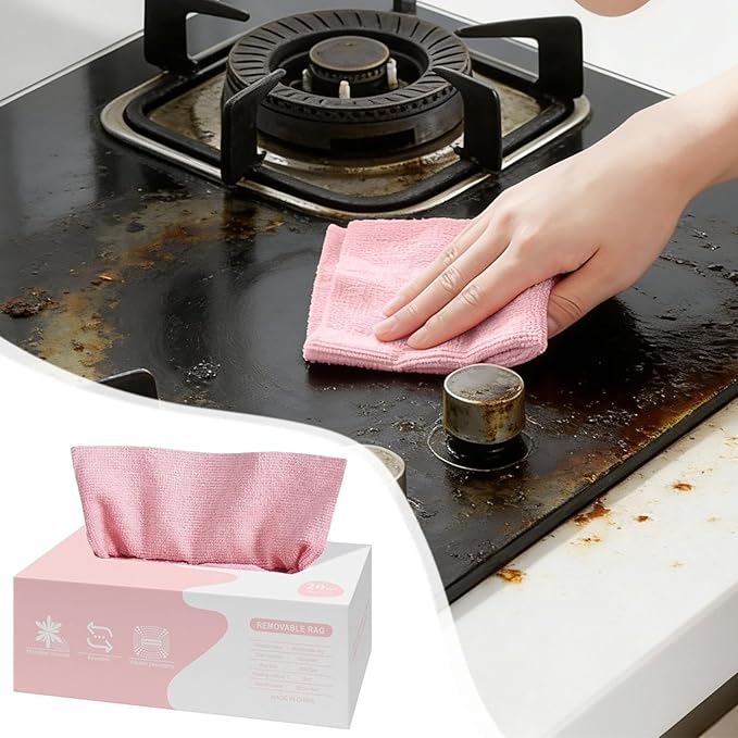 Microfiber Cleaning Cloths in Box, 20 Pack Extract Towels, Lint Free Reusable Rags for Household Kitchen Cleaning, Ultra Absorbent Multi-Purpose Wipes for Car Wash Detailing (04)