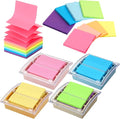 Eaasty 4 Pcs Pop Up Sticky Note Dispenser 3 x 3 Inch Pastel Cute Sticky Note Holder with 8 Pads Pop Up Stick Notes Transparent Top Colorful Base Notes Holder for Women Office Home Desk