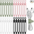 24Pcs Silicone Cable Straps Cord Organizer for Bundling Earphone, Phone Charger, Computer Cords, Reusable Cable Ties Wire Organizer in Home,Office,Kitchen,School (4 Colors)