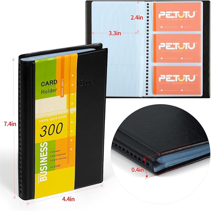 Business Card Holder Organizer Book - PU Leather, 2 Pack Total For 600 Business Cards