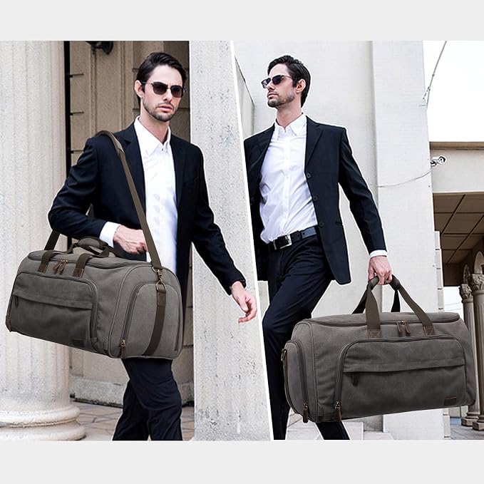 S-ZONE Carry On Garment Bag for Travel Convertible Garment Duffle Bag Suit Bags for Men Women Travel 2 in 1 Hanging Suitcase Business Travel Bag with Toiletry Bag, Gery, 50l | 2-in-1 Hanging Suitcase, with Toiletry Bag, Wet/Dry Pockets, Shoe Compartmen...