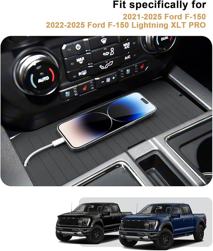 2026 F150 Center Console Organizer - for 2021-2026 Ford F-150/2022-2025 F-150 Lightning XLT Pro Console Organizer Tray ABS - Compatible with 2021-2026 F-150 Accessories - Fit Right in Front Shifter