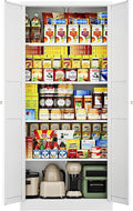 Letaya White Storage Cabinet with Adjustable Shelves-Metal Home Kitchen Pantry Cabinets with Doors,Organization Locker for Cupboard/Bedroom/Dining/Living/Bathroom/Office/Garage Room
