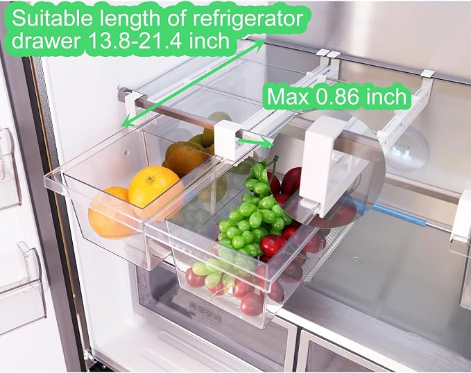 Yatmung 2 Pack Extra-Large Deli Drawer Organizer for Refrigerator Pull Out | Fridge Drawer Organizer and Storage Containers - Meat, Cheese, Produce, Fridge Sliding - Fridge Organization Bin
