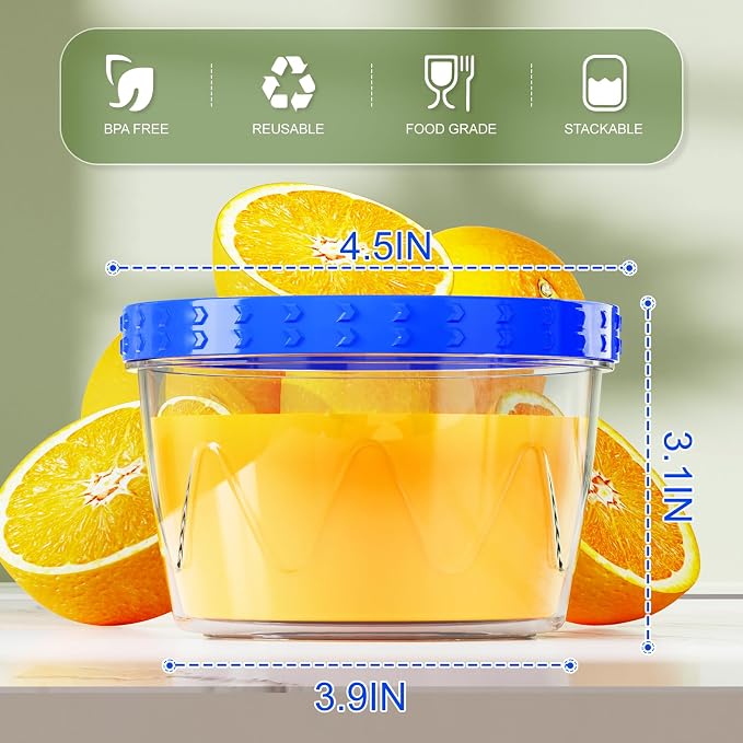 6 Pack-17oz Reusable Freezer Storage Containers, [STURDIER and MORE DURABLE] Airtight Plastic Food Storage Containers with Twist Top Lids, |BPA Free| Stackable | Leakproof| Microwave/Dishwasher Safe