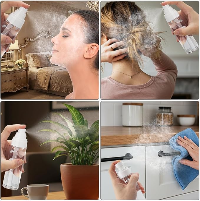 Cosywell Fine Mist Spray Bottles 3.5oz/105ml 5 Pack Leak Proof Mister Spray Bottle Refillable Plastic Hair Spray Bottle for Perfume Skincare Toners Water Cosmetics (Clear)