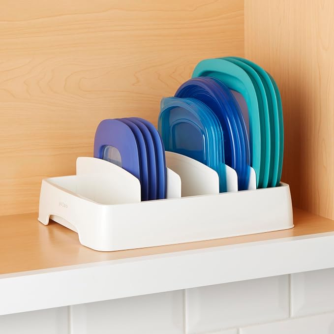 YouCopia StoraLid Adjustable Food Container Lid Organizer for Kitchen Cabinet Storage, Small (Pack of 6)
