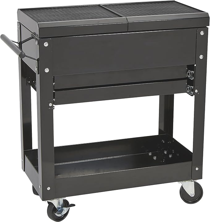 Ironton 28in. 2-Drawer Rolling Tool Cart, 350-Lb., Locking Drawers | Heavy-duty steel frame, open lower tray, quick-access tool organization, garage/workshop/warehouse use, easy maneuvering