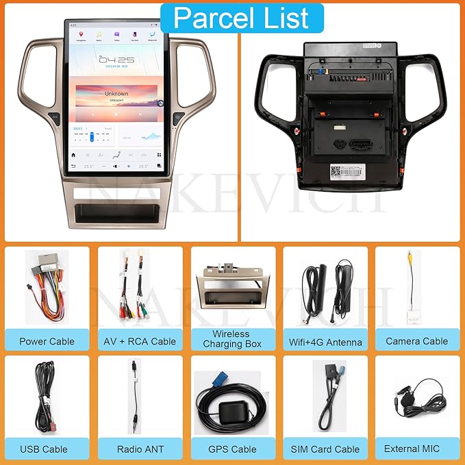14.4 Inch Qualcomm Android 11 Car Radio for Jeep Grand Cherokee 2011-2013 Stereo Replace Tesla Style IPS Touch Screen Android Auto GPS Navigation Head Unit Multimedia Player