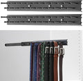 Blulu 2 Pcs 13.8'' Sliding Tie Rack Hangers for Closet, 25(Total 50) Tie Pull Out Wall Mounted Extending Sturdy Metal Belt Organizer Holder for Men Belt Storage, Black
