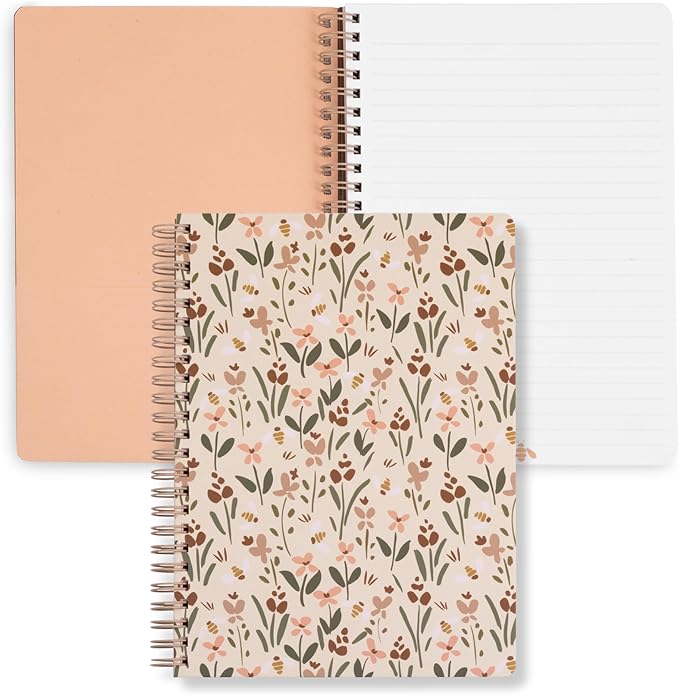 Steel Mill & Co Cute Mini Spiral Notebook, Small 8.25" x 6.25" Journal with Durable Hardcover and 160 Lined Pages for Journaling/Work/School (Bees)