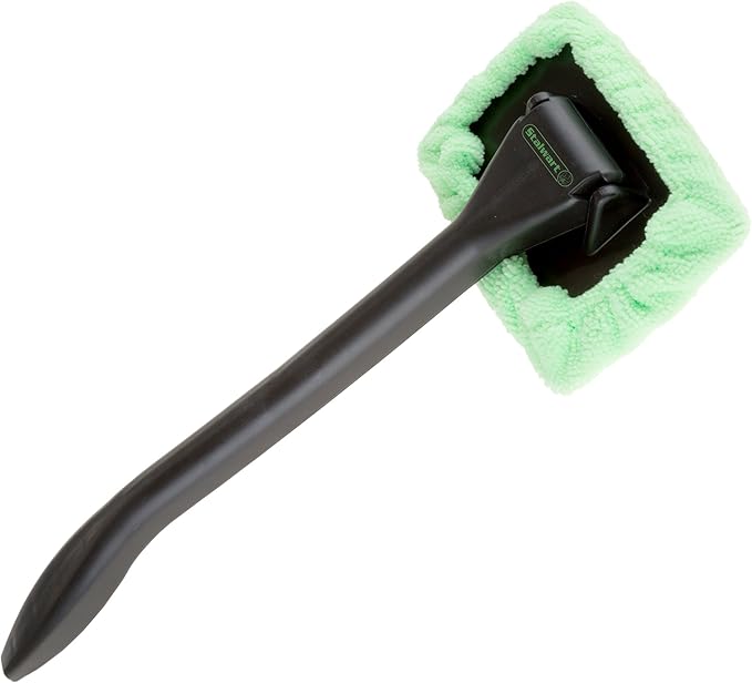 Windshield and Window Cleaner - Machine-Washable Microfiber Cloth Tool on Handle with Pivoting Head for Cleaning Car and RV Glass by Stalwart (Green)