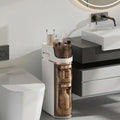 VECELO 2-Tier Slim Bathroom Storage Cabinet with Wheels, Skinny Bathroom Storage Cabinet with Drawers, Toilet Paper Holder, Movable Narrow Floor Cabinet for Small Space, Bathroom