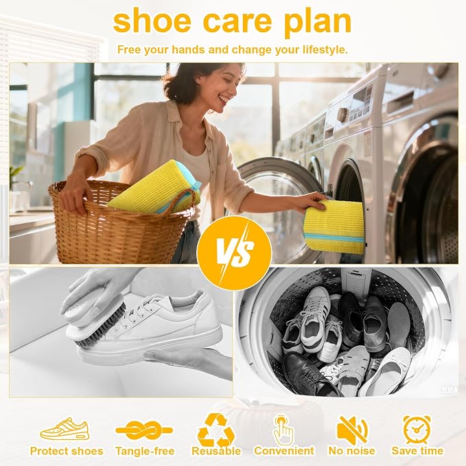 Shoe Washing Machine Bag – Reusable Laundry Shoe Bag for Sneakers, Running Shoes & White Shoes, Helps Protect Against Deformation, Scratches & Washer Damage (Off White 2pcs)