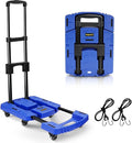 Voipvvii Folding Hand Truck 500lbs, Portable Heavy Duty Dolly Cart, 6 Wheels Collapsible Luggage Cart with 2 Elastic Ropes - Compact Trolley Cart for Easy Moving - Ideal Hand Cart for Travel and More