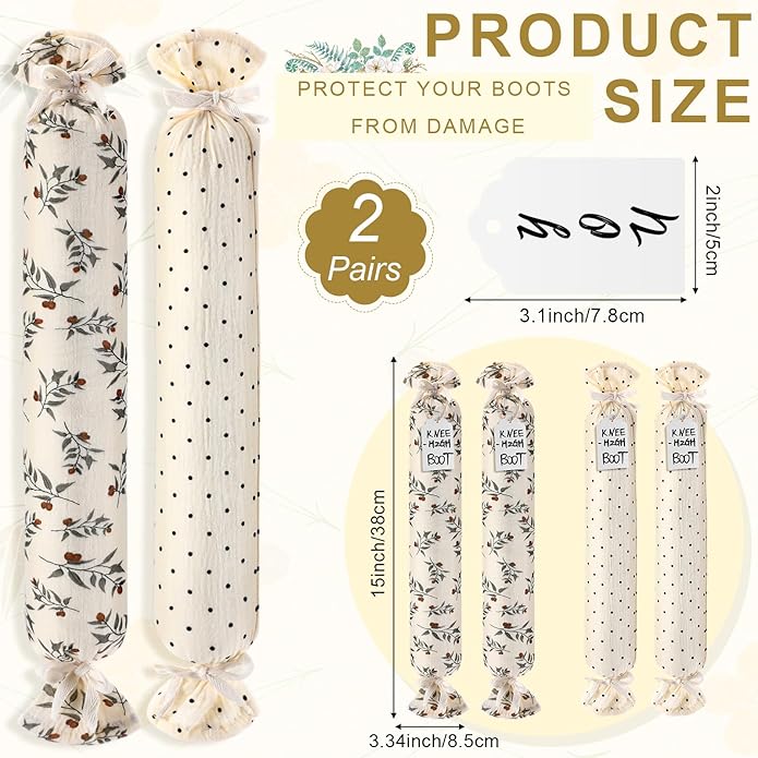 Maiteenly 2 Pairs Boot Shaper Stands with 8 Labels Cotton Tall Boot Inserts for Closet Organization