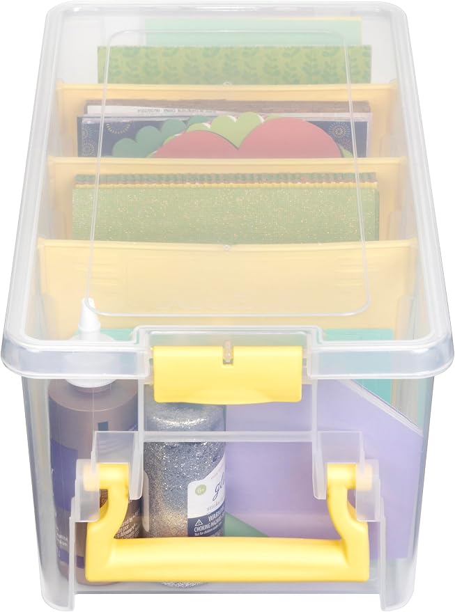 ArtBin 6925JY Semi Satchel with Yellow Accents Storage Container, Clear (Pack of 4)