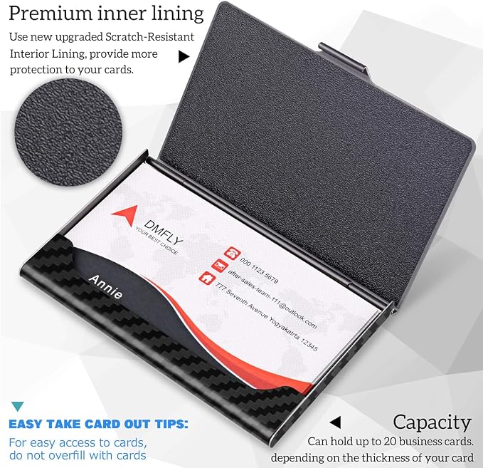 Slim Minimalist Business Card Holder for Men & Women, Premium Metal Business Card Case, Pocket Name Card Holder, Buckle Style Shut, Classy Black
