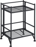 Convenience Concepts Xtra Storage Shelves - 2-Tier Folding Metal Storage Shelves, Closet Organizer for Office, Laundry Room, Bedroom, Garage, Kitchen, Bathroom, Black