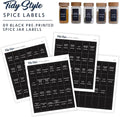 Spice Jar Labels – 89 Preprinted Waterproof Stickers, Minimalist Kitchen Seasoning Labels for Pantry Organization (White, Black, Navy)
