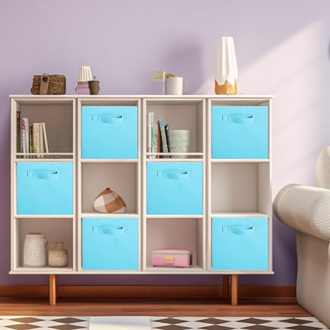 ShellKingdom Storage Bins, Foldable Fabric Storage Cube And Cloth Organizer | Storage Drawer For Closet And Toys, 13 X 13 X 13 INCH, 6 Pack (Light Blue)
