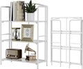 Crofy 3-Tier Wider Foldable Bookshelf, White Frame & Transparent Shelves | No-Assembly Collapsible Portable Storage Organizer; Sturdy Transparent Shelves; Ideal for Living Room & Home Office