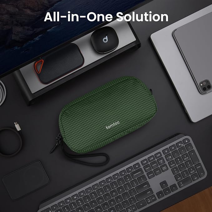 tomtoc Electronics Organizer Travel Case Performance, Cable Tech Pouch | Water Resistant Accessories Bag Carry Storage for Cord, Phone, Cables, Airpods, USB Flash Drive, Daily Items