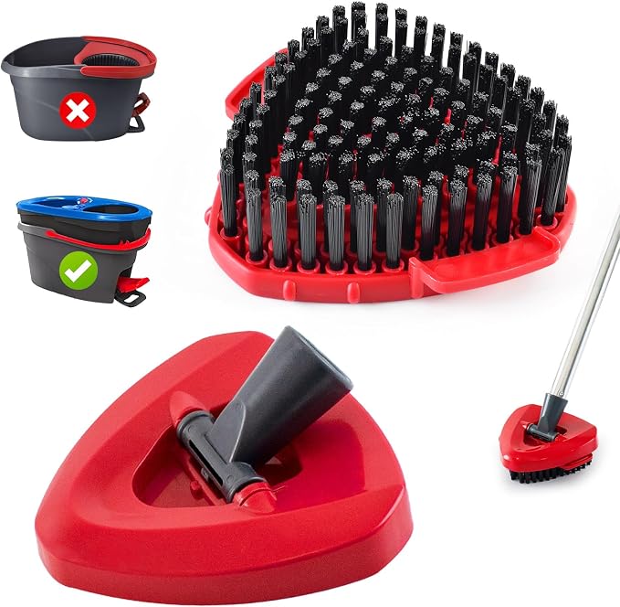 Mop Head Scrub Brush & Mop Base for O-Cedar RinseClean, Scrubber Attachment | Upgraded full bristles, no hollow center. Fits O-Cedar RinseClean spin mop. Fits ocedar mop base & spin mop scrub brush head