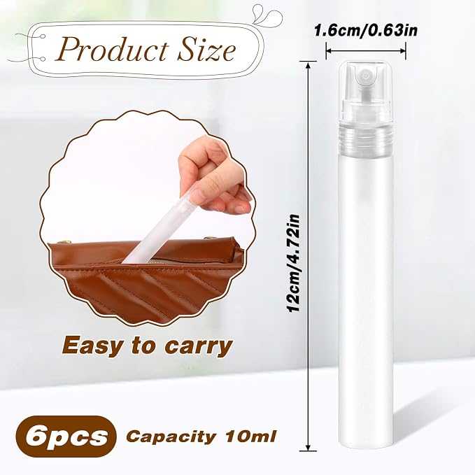 Mozeat Lens 6 PCS 10ml Mini Spray Bottle Plastic Portable Travel Bottle Fine Mist Refillable Mini Perfume Sample Bottles Clear Plastic Spray Bottle Empty for Cleaning Travel Essential Oils