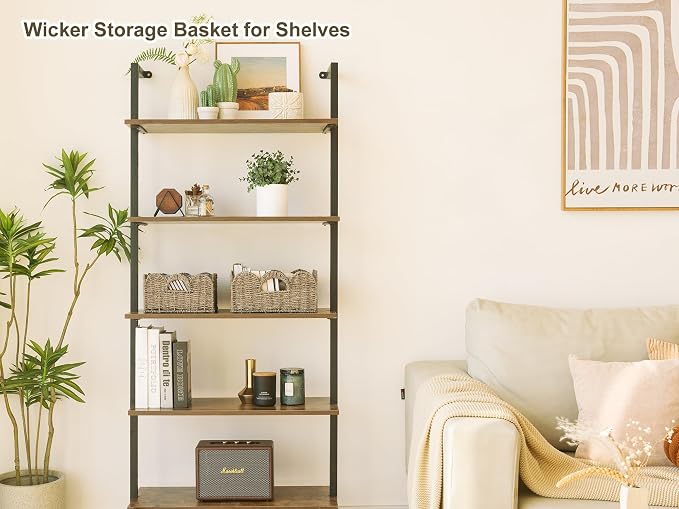 StorageWorks Scalloped Wicker Basket, Hand-woven Rattan Baskets with Built-in Handles, Seagrass Basket for Organizing and Decor, 2 Pack